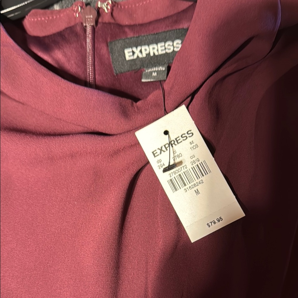 Express Rich Burgundy/Plum Midi Dress NWT size Medium - Picture 4 of 9